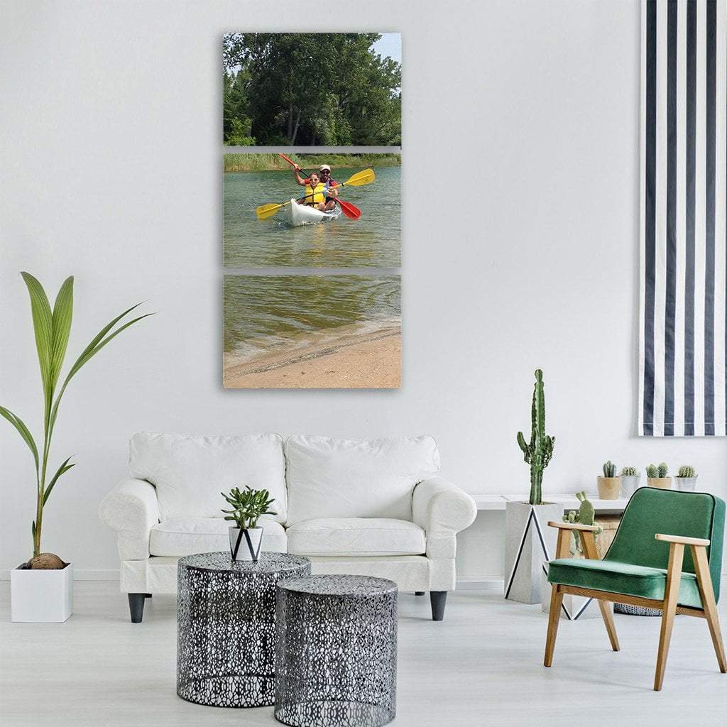 Kayak In Lake Vertical Canvas Wall Art-3 Vertical-Gallery Wrap-12" x 25"-Tiaracle