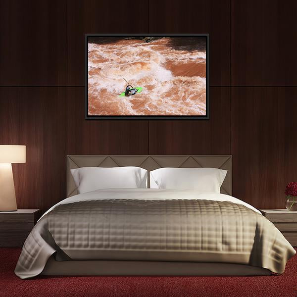 Kayak In River Canvas Wall Art-3 Horizontal-Gallery Wrap-25&quot; x 16&quot;-Tiaracle