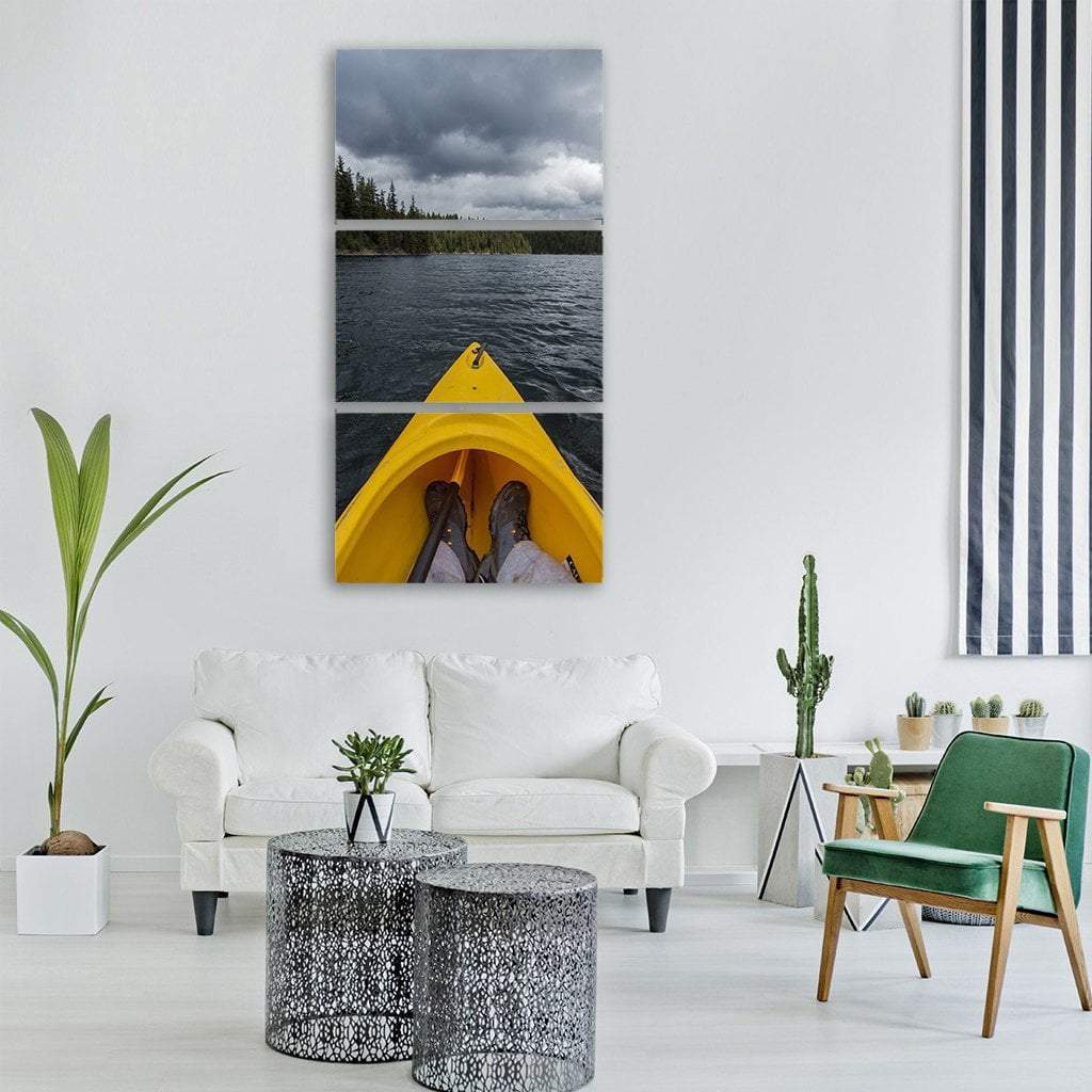 Kayak In Sea Ocean Vertical Canvas Wall Art-3 Vertical-Gallery Wrap-12" x 25"-Tiaracle