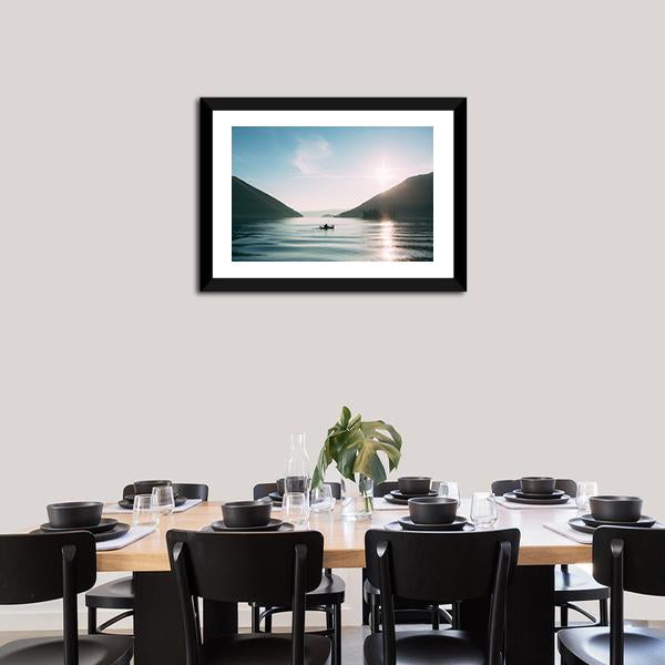 Kayak In The Lake Canvas Wall Art-1 Piece-Framed Print-20&quot; x 16&quot;-Tiaracle