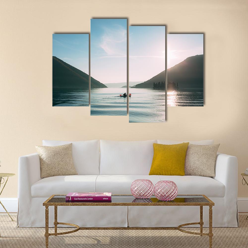 Kayak In The Lake Canvas Wall Art-4 Pop-Gallery Wrap-50&quot; x 32&quot;-Tiaracle