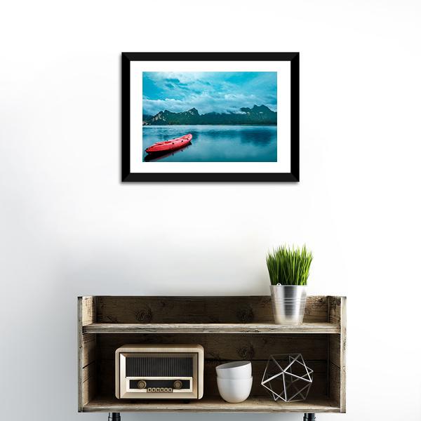 Kayak On Lake At Ratchaprapha Dam Canvas Wall Art-3 Horizontal-Gallery Wrap-25" x 16"-Tiaracle