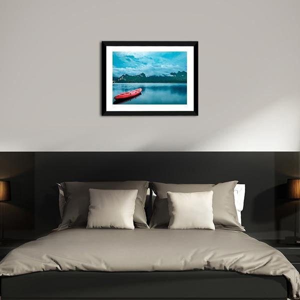 Kayak On Lake At Ratchaprapha Dam Canvas Wall Art-3 Horizontal-Gallery Wrap-25" x 16"-Tiaracle