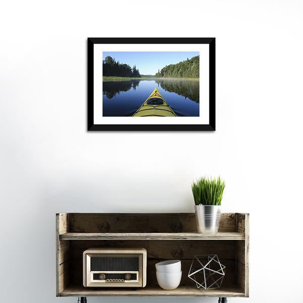 Kayak On Lake Quebec Canvas Wall Art-3 Horizontal-Gallery Wrap-25" x 16"-Tiaracle
