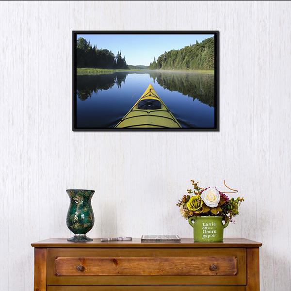 Kayak On Lake Quebec Canvas Wall Art-3 Horizontal-Gallery Wrap-25" x 16"-Tiaracle