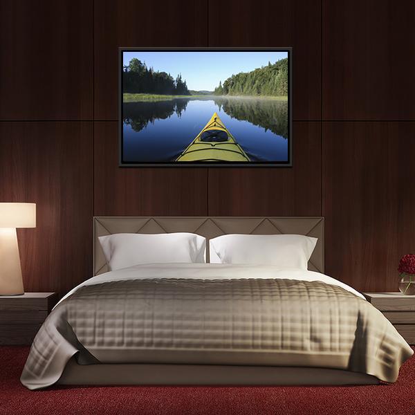 Kayak On Lake Quebec Canvas Wall Art-5 Horizontal-Gallery Wrap-22" x 12"-Tiaracle