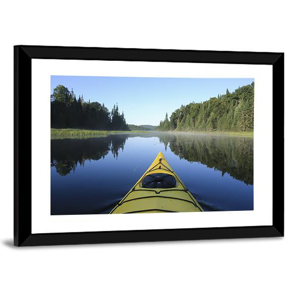 Kayak On Lake Quebec Canvas Wall Art-3 Horizontal-Gallery Wrap-25" x 16"-Tiaracle
