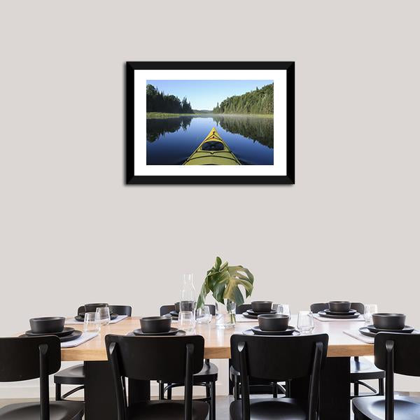 Kayak On Lake Quebec Canvas Wall Art-1 Piece-Framed Print-20" x 16"-Tiaracle
