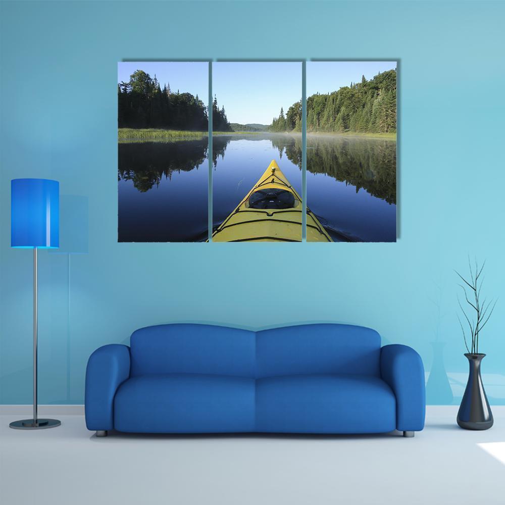 Kayak On Lake Quebec Canvas Wall Art-3 Horizontal-Gallery Wrap-37" x 24"-Tiaracle