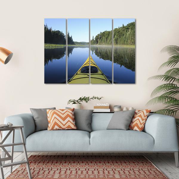Kayak On Lake Quebec Canvas Wall Art-4 Horizontal-Gallery Wrap-34" x 24"-Tiaracle