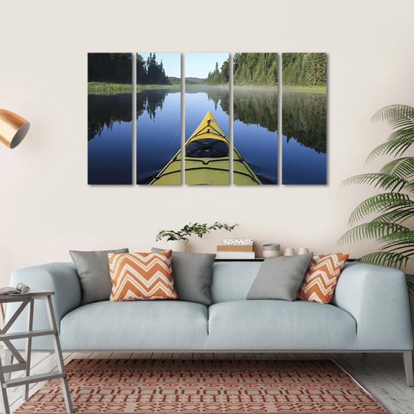 Kayak On Lake Quebec Canvas Wall Art-5 Horizontal-Gallery Wrap-22" x 12"-Tiaracle