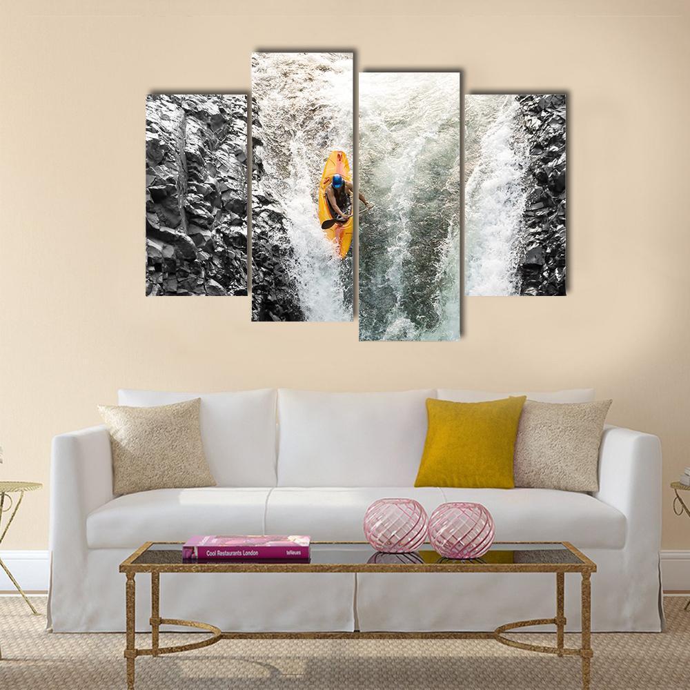 Kayaker In Diving Position Canvas Wall Art-4 Pop-Gallery Wrap-50" x 32"-Tiaracle