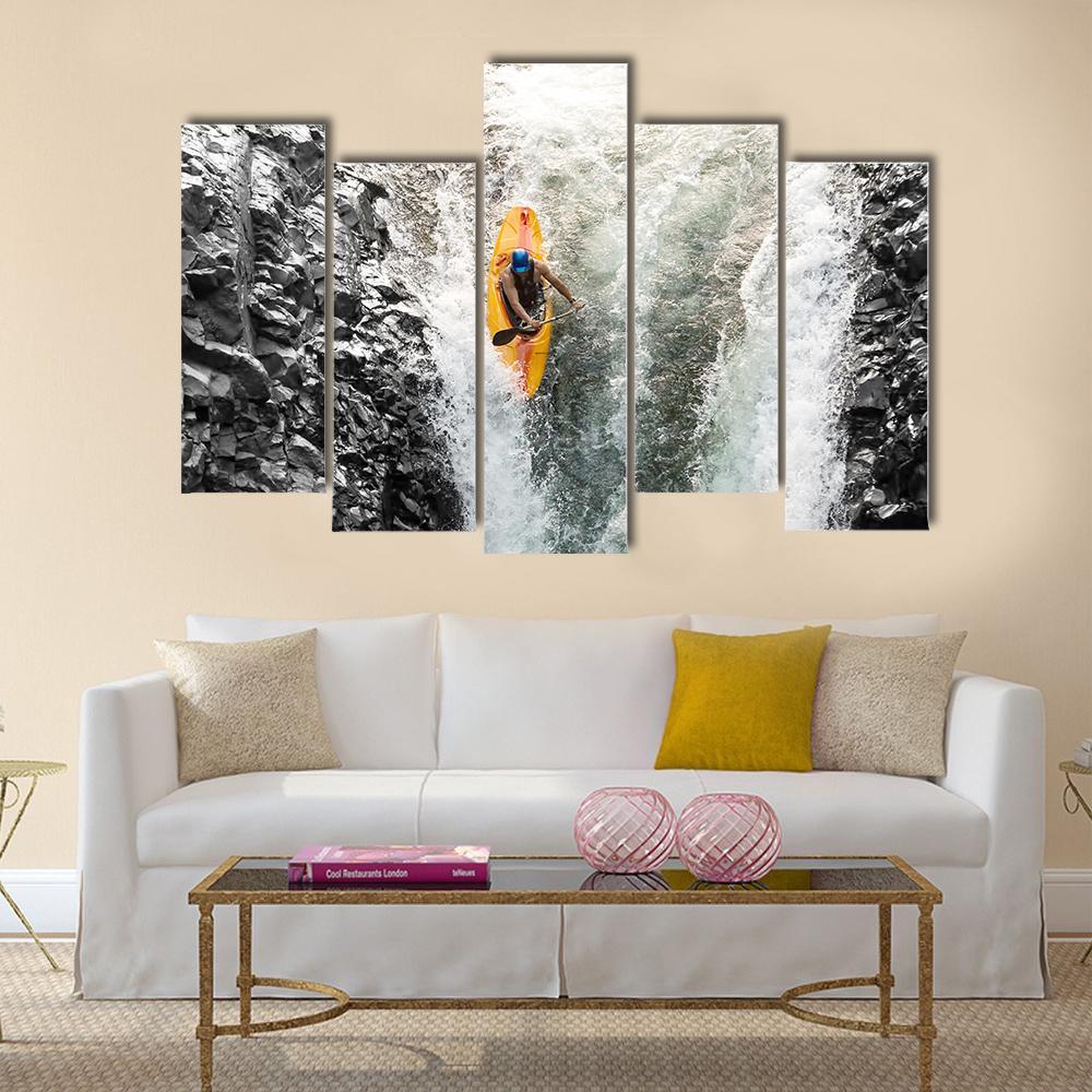 Kayaker In Diving Position Canvas Wall Art-5 Pop-Gallery Wrap-47&quot; x 32&quot;-Tiaracle