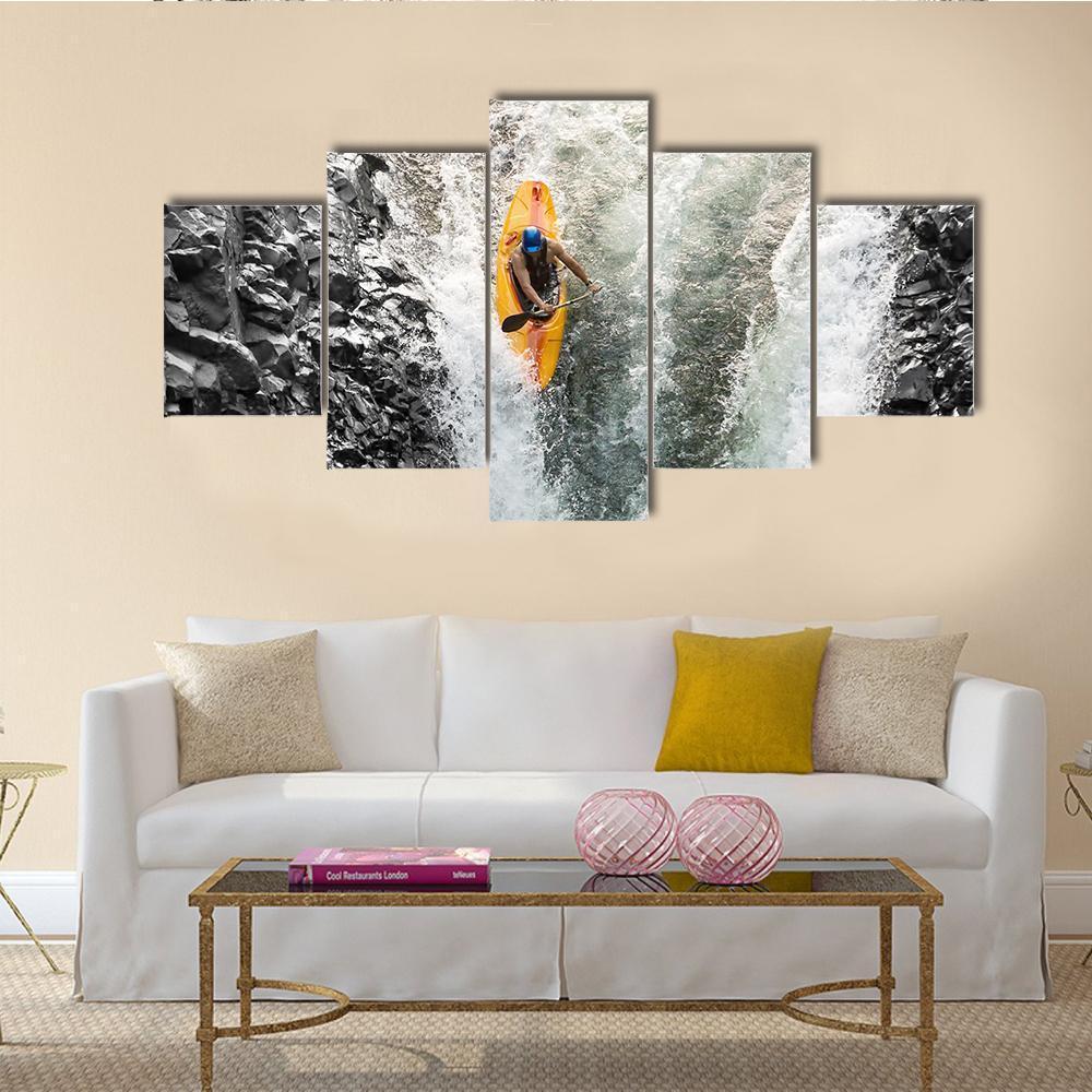 Kayaker In Diving Position Canvas Wall Art-4 Pop-Gallery Wrap-50" x 32"-Tiaracle