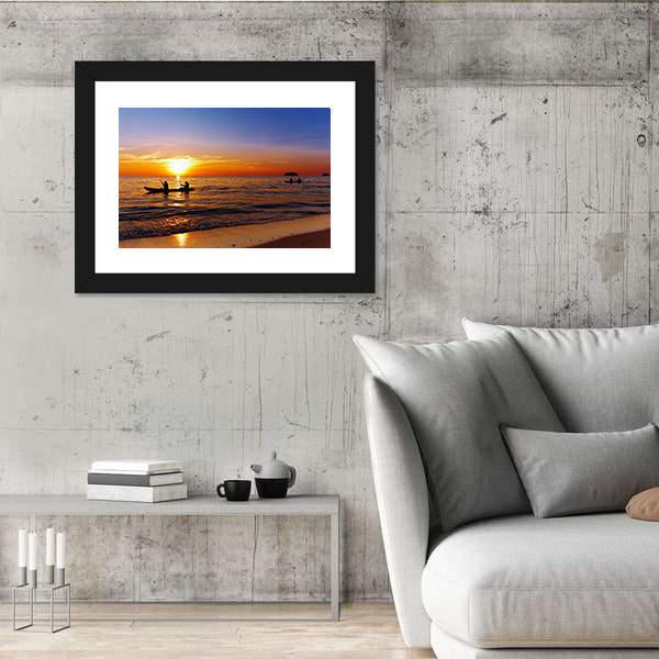 Kayakers At Sunset Canvas Wall Art-5 Horizontal-Gallery Wrap-22" x 12"-Tiaracle
