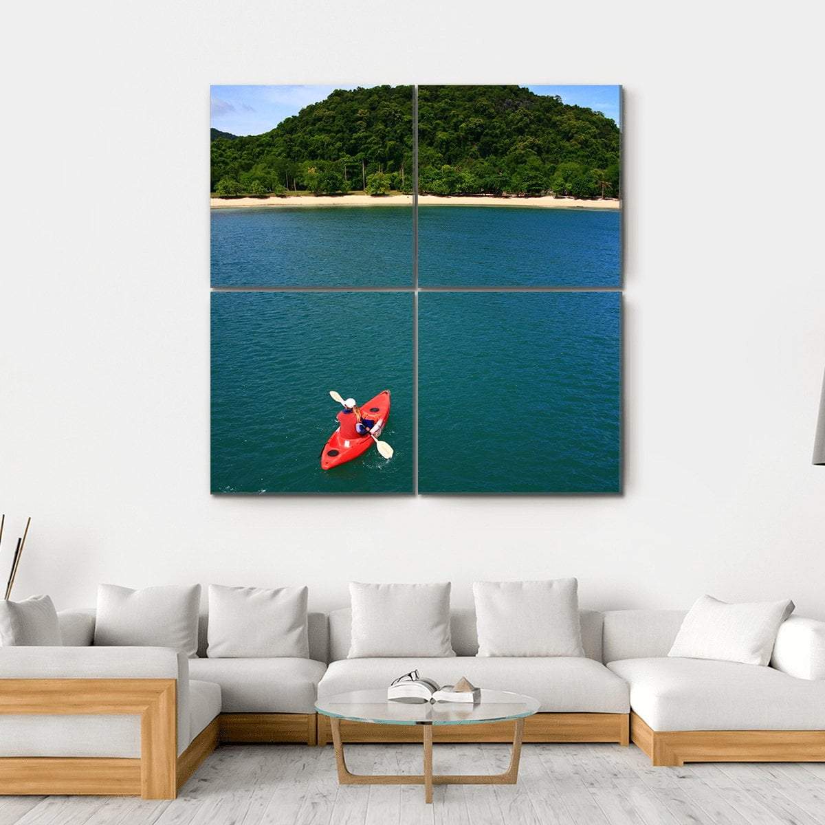 Kayaking At Ang Thong Canvas Wall Art-4 Square-Gallery Wrap-17" x 17"-Tiaracle