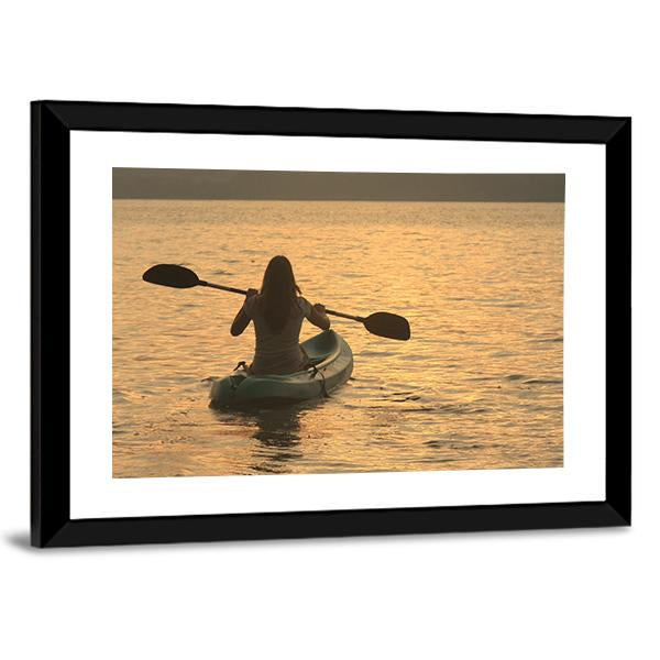 Kayaking At Sunrise Canvas Wall Art-5 Horizontal-Gallery Wrap-22&quot; x 12&quot;-Tiaracle