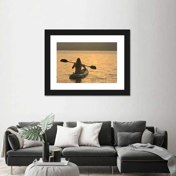 Kayaking At Sunrise Canvas Wall Art-5 Horizontal-Gallery Wrap-22&quot; x 12&quot;-Tiaracle
