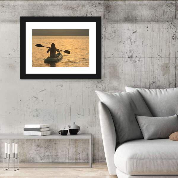 Kayaking At Sunrise Canvas Wall Art-5 Horizontal-Gallery Wrap-22&quot; x 12&quot;-Tiaracle