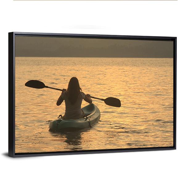 Kayaking At Sunrise Canvas Wall Art-5 Horizontal-Gallery Wrap-22" x 12"-Tiaracle
