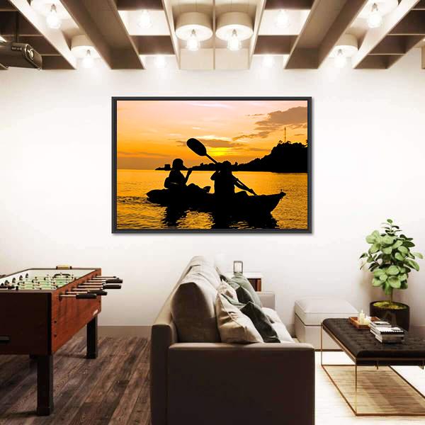 Kayaking At Sunset In Koh Chang Thailand Canvas Wall Art-5 Horizontal-Gallery Wrap-22" x 12"-Tiaracle