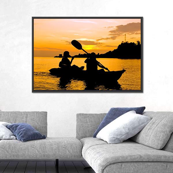 Kayaking At Sunset In Koh Chang Thailand Canvas Wall Art-5 Horizontal-Gallery Wrap-22" x 12"-Tiaracle