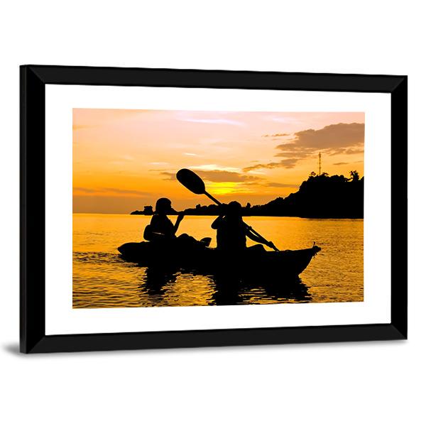 Kayaking At Sunset In Koh Chang Thailand Canvas Wall Art-5 Horizontal-Gallery Wrap-22" x 12"-Tiaracle