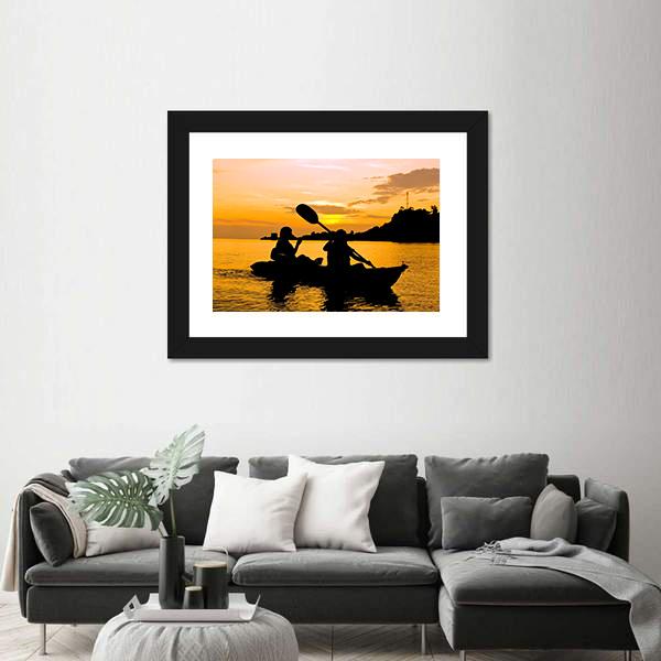 Kayaking At Sunset In Koh Chang Thailand Canvas Wall Art-5 Horizontal-Gallery Wrap-22" x 12"-Tiaracle