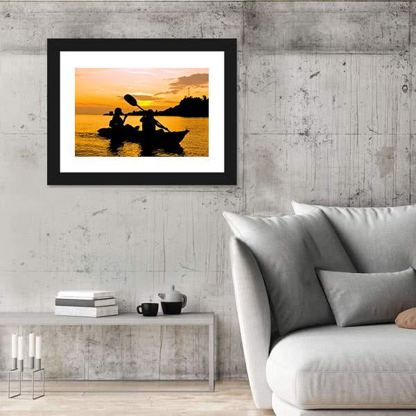 Kayaking At Sunset In Koh Chang Thailand Canvas Wall Art-5 Horizontal-Gallery Wrap-22" x 12"-Tiaracle