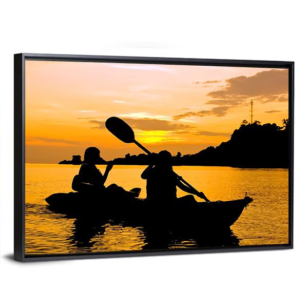 Kayaking At Sunset In Koh Chang Thailand Canvas Wall Art-5 Horizontal-Gallery Wrap-22" x 12"-Tiaracle