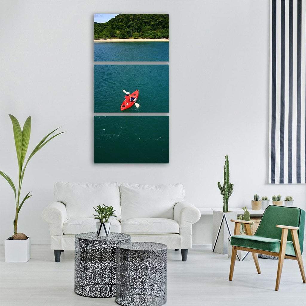 Kayaking At Ang Thong Vertical Canvas Wall Art-3 Vertical-Gallery Wrap-12" x 25"-Tiaracle