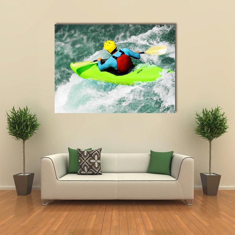 Kayaking in Extreme Fall Canvas Wall Art-5 Horizontal-Gallery Wrap-22" x 12"-Tiaracle