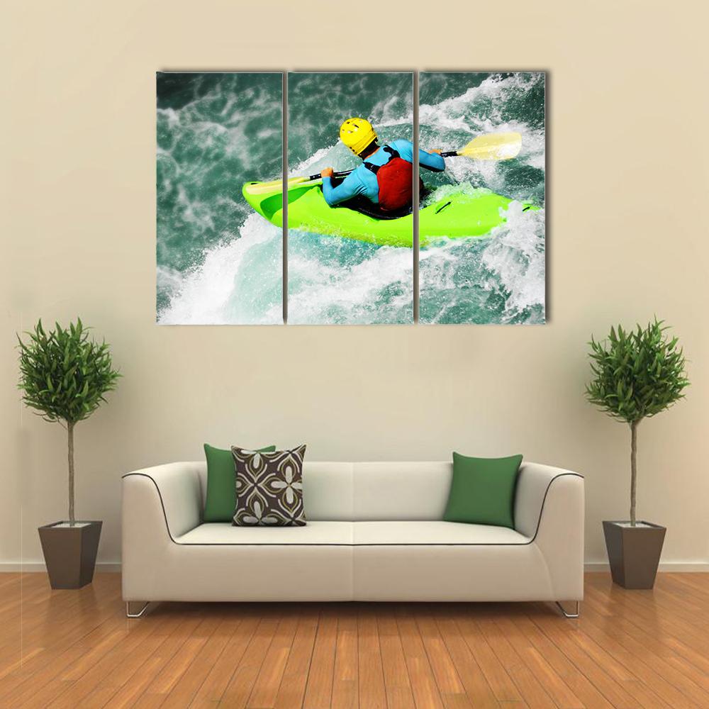 Kayaking in Extreme Fall Canvas Wall Art-3 Horizontal-Gallery Wrap-25" x 16"-Tiaracle