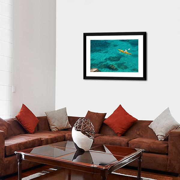 Kayaking In Green Water Canvas Wall Art-5 Horizontal-Gallery Wrap-22" x 12"-Tiaracle