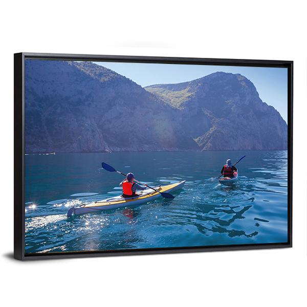 Kayaking In Sea Canvas Wall Art-5 Horizontal-Gallery Wrap-22" x 12"-Tiaracle