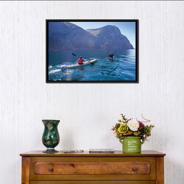 Kayaking In Sea Canvas Wall Art-5 Horizontal-Gallery Wrap-22" x 12"-Tiaracle