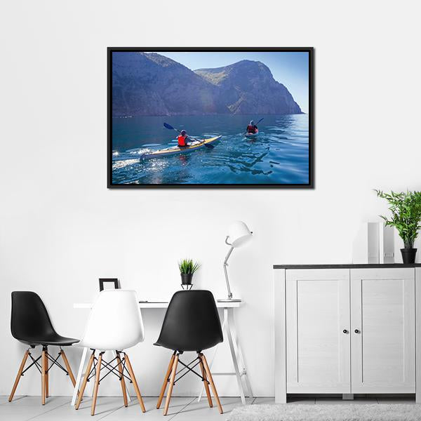 Kayaking In Sea Canvas Wall Art-5 Horizontal-Gallery Wrap-22" x 12"-Tiaracle