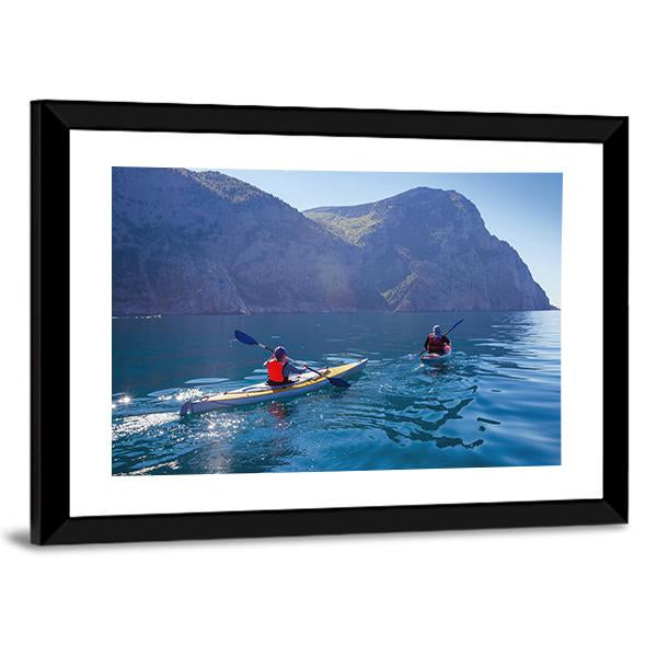 Kayaking In Sea Canvas Wall Art-5 Horizontal-Gallery Wrap-22" x 12"-Tiaracle