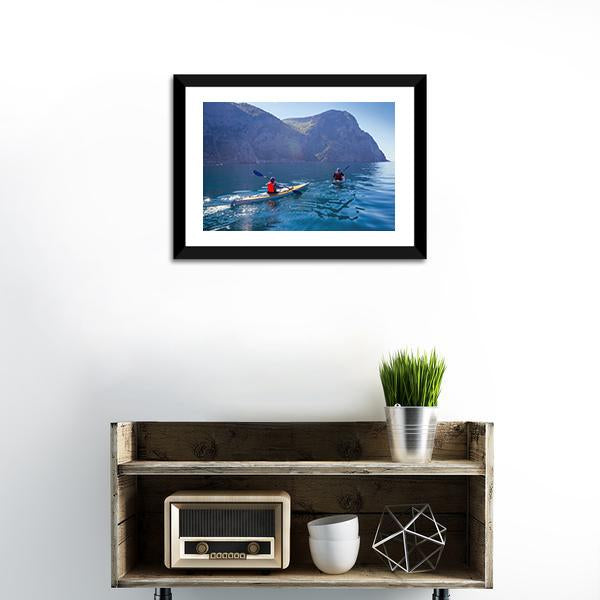 Kayaking In Sea Canvas Wall Art-5 Horizontal-Gallery Wrap-22" x 12"-Tiaracle