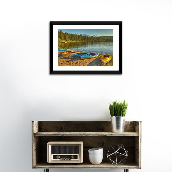 Kayaks At Pyramid Lake Canvas Wall Art-3 Horizontal-Gallery Wrap-25" x 16"-Tiaracle