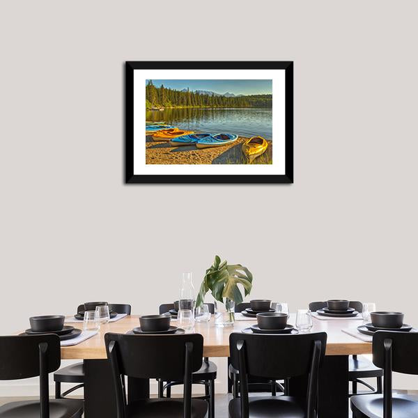 Kayaks At Pyramid Lake Canvas Wall Art-1 Piece-Framed Print-20" x 16"-Tiaracle