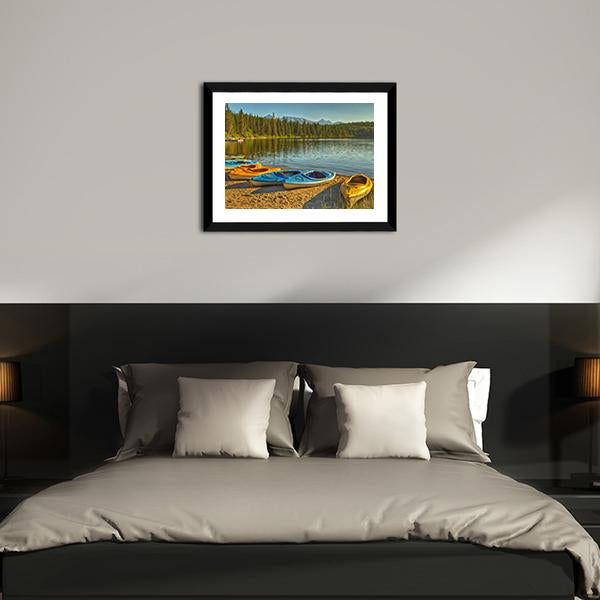 Kayaks At Pyramid Lake Canvas Wall Art-3 Horizontal-Gallery Wrap-25" x 16"-Tiaracle