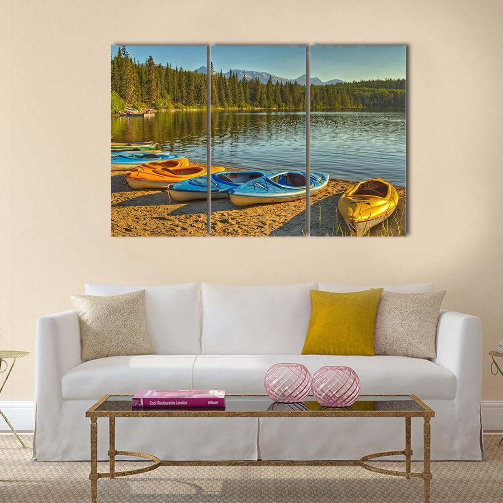 Kayaks At Pyramid Lake Canvas Wall Art-3 Horizontal-Gallery Wrap-37" x 24"-Tiaracle