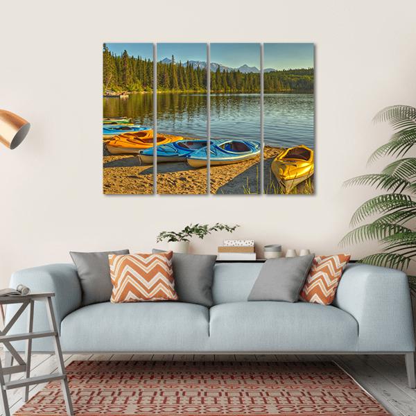 Kayaks At Pyramid Lake Canvas Wall Art-4 Horizontal-Gallery Wrap-34" x 24"-Tiaracle