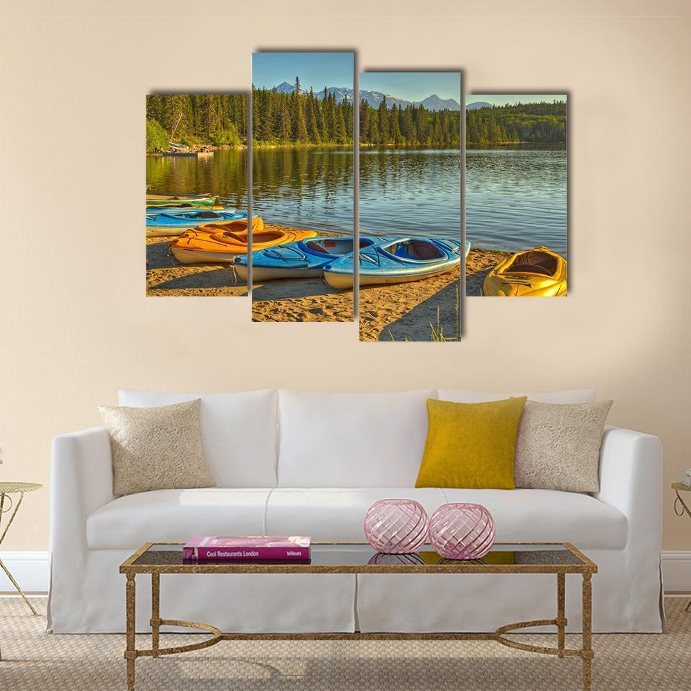 Kayaks At Pyramid Lake Canvas Wall Art-4 Pop-Gallery Wrap-50" x 32"-Tiaracle