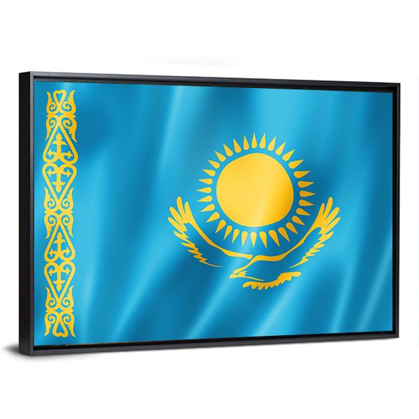Kazakhstan Flag Canvas Wall Art-5 Horizontal-Gallery Wrap-22" x 12"-Tiaracle