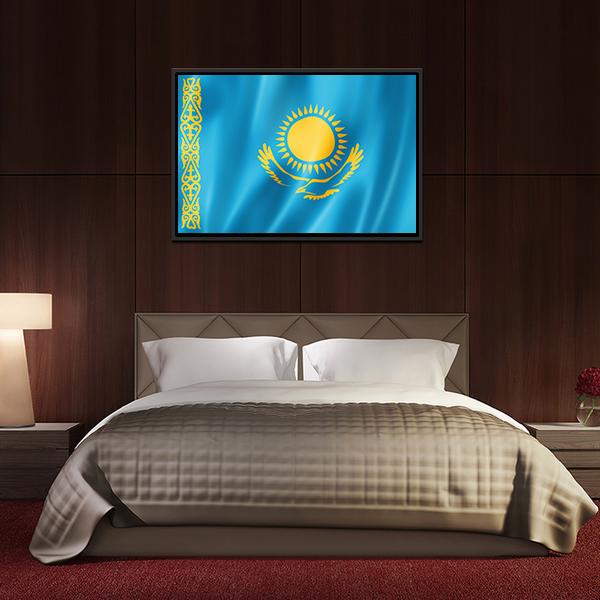 Kazakhstan Flag Canvas Wall Art-5 Horizontal-Gallery Wrap-22" x 12"-Tiaracle