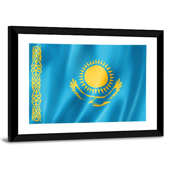Kazakhstan Flag Canvas Wall Art-5 Horizontal-Gallery Wrap-22" x 12"-Tiaracle