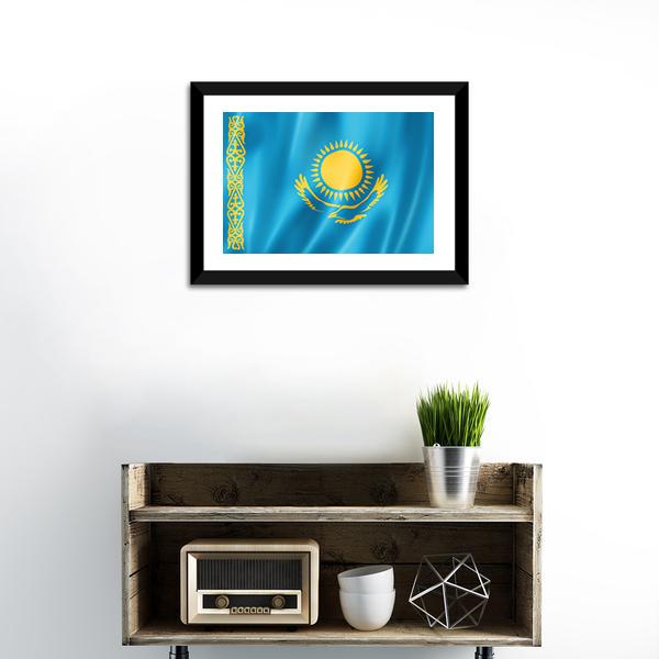 Kazakhstan Flag Canvas Wall Art-5 Horizontal-Gallery Wrap-22" x 12"-Tiaracle