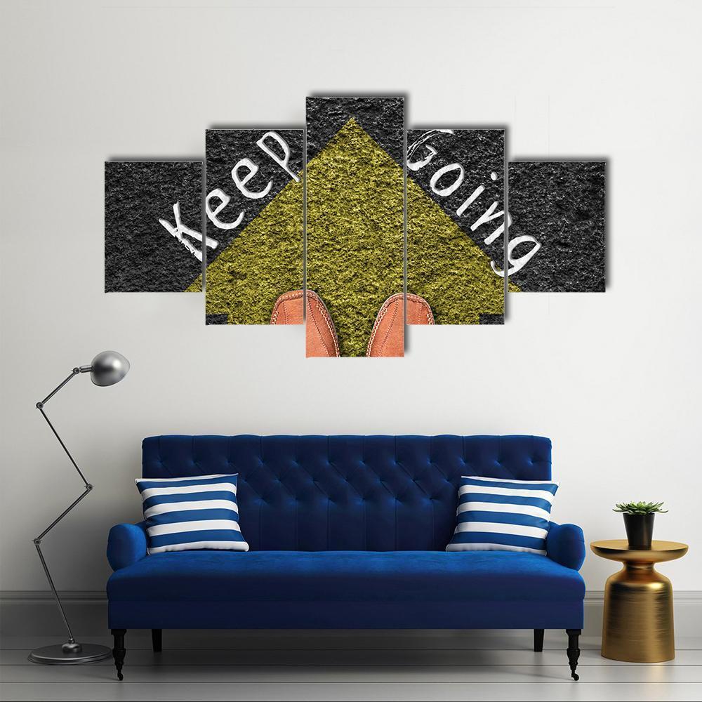 Keep going Inspirational Quote Canvas Wall Art-5 Star-Gallery Wrap-62" x 32"-Tiaracle